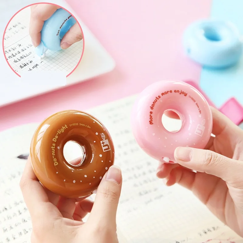 1pcs Mini Tasty Donuts Correction Tape 5mm*8m White Corrective Masking Tapes Candy Corrections Stationery Office School A6494