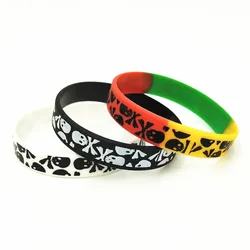 3PCS New Casual Skull Silicone Wristband 3 Colors Sports Rubber Bracelets&Bangles Hiphop Skeleton Charm Armbands Gifts SH272