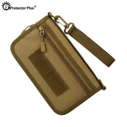 PROTECTOR PLUS Tactical Handbag Men 6 inches phone Passport Travel Camouflage wallet Nylon Purse Hiking Camping Molle bag
