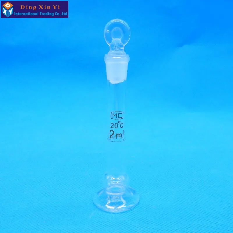 Matraz volumétrico transparente de 2ml, botella de volumen constante, para laboratorio