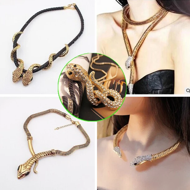 Hip hop harajuku steampunk rock  chunky chocker snake necklace/korea Luxury jewelry  exaggerated colar/collier femme