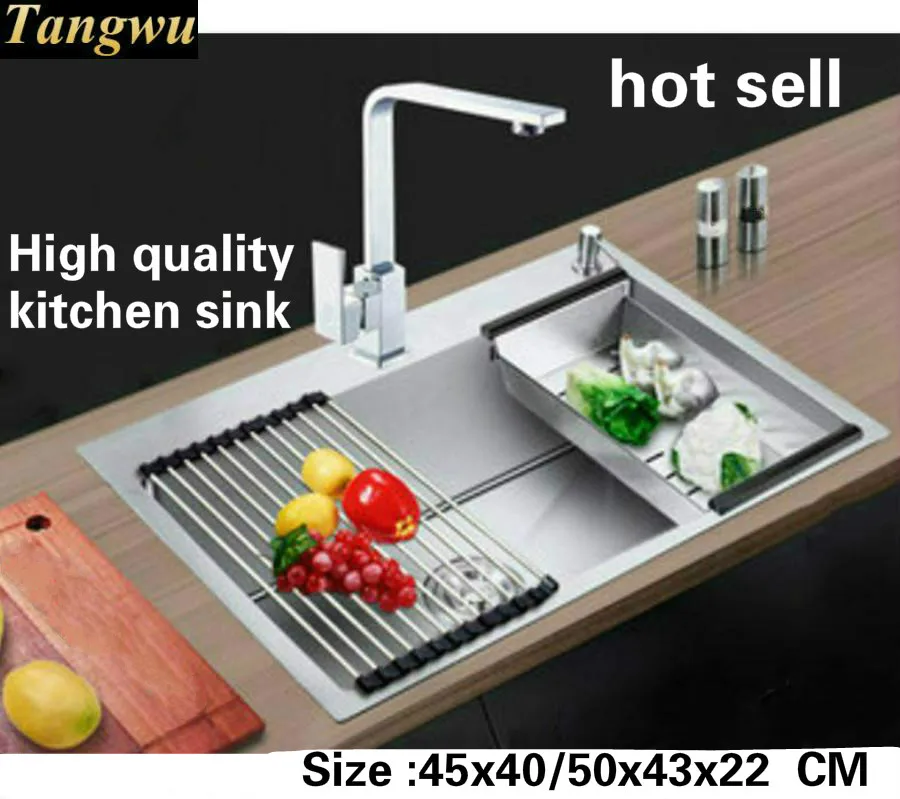 

Tangwu 4 mm thick handmade kitchen sink Food-grade 304 stainless steel small single slot thickening 45x40/48x40/50x43x22 cm