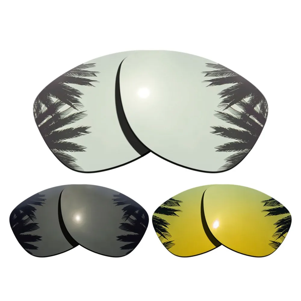 (Silver+Black+24K Gold Mirrored Coating) 3-Pairs Polarized Replacement Lenses for Frogskins Frame 100% UVA & UVB Protection