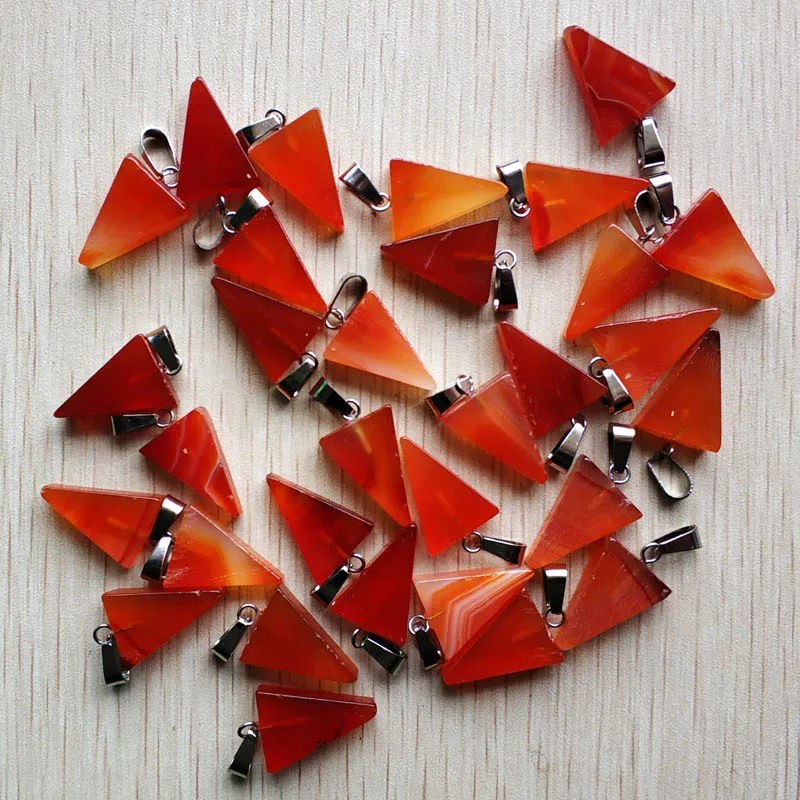 Fashion high quality natural red onyx triangle charms pendants fit necklace making 50pcs/lot Wholesale free