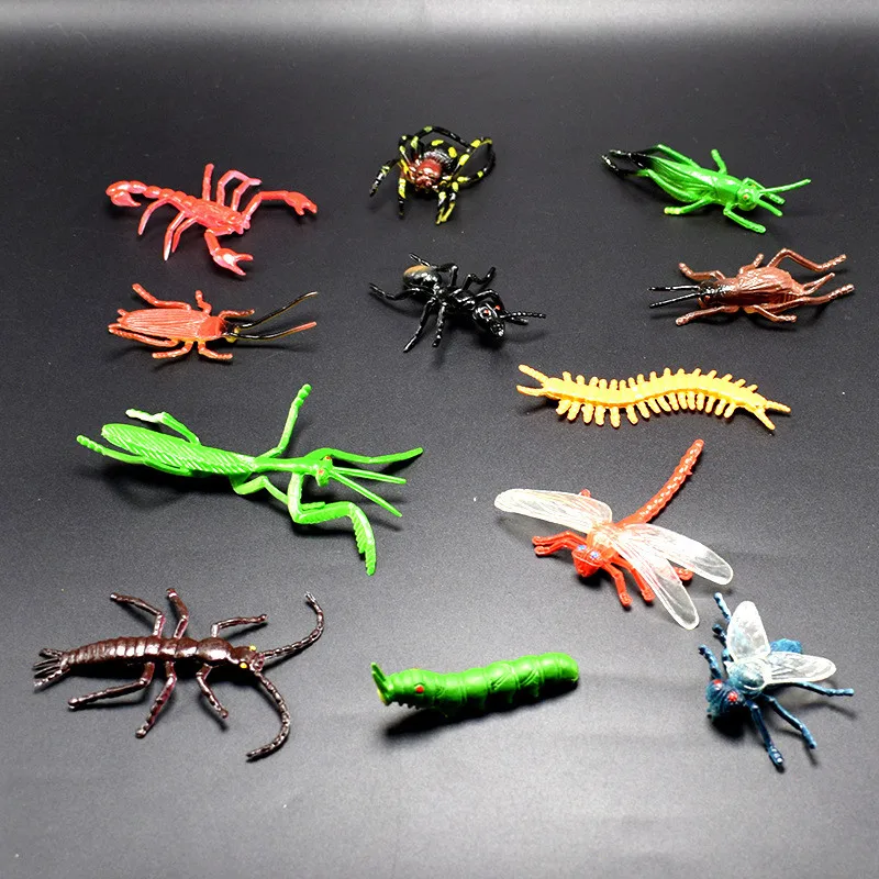 12pcs Children's Toys Gift Chameleon Centipede Spider Beetle Insect Scorpion Toy Animal Collection Models Action Figures