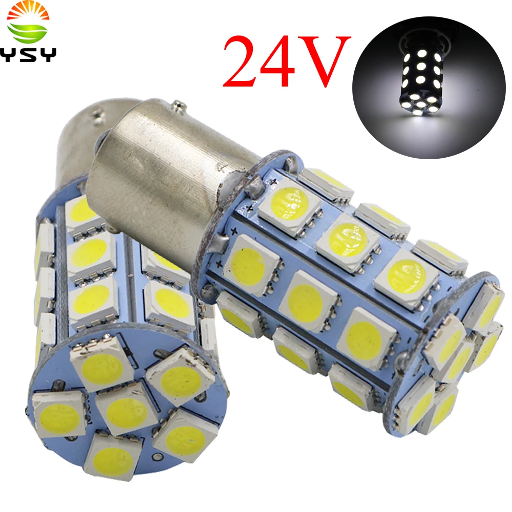 YSY 50X Quality P21W S25 BA15s 1156 1157 Bay15d 5050 SMD 27 Led Car Light Source Auto Brake Reserse Signal Lights Lamps Bulb 24V