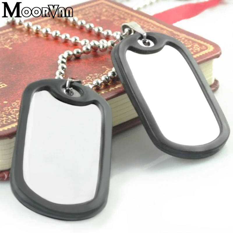 Moorvan Fashion Jewelry Stainless Steel Dog Tag Necklaces Pendant Blank, Military Dog Tag with Silencer, Wholesale,VJP19