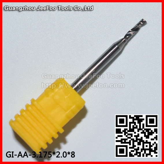 

3.175*2.0*8 AA series One Flute Engraving Tool Bits, Straight Shank Spiral Drill Bits,Tungsten Sliver Flat End Milling Cutter