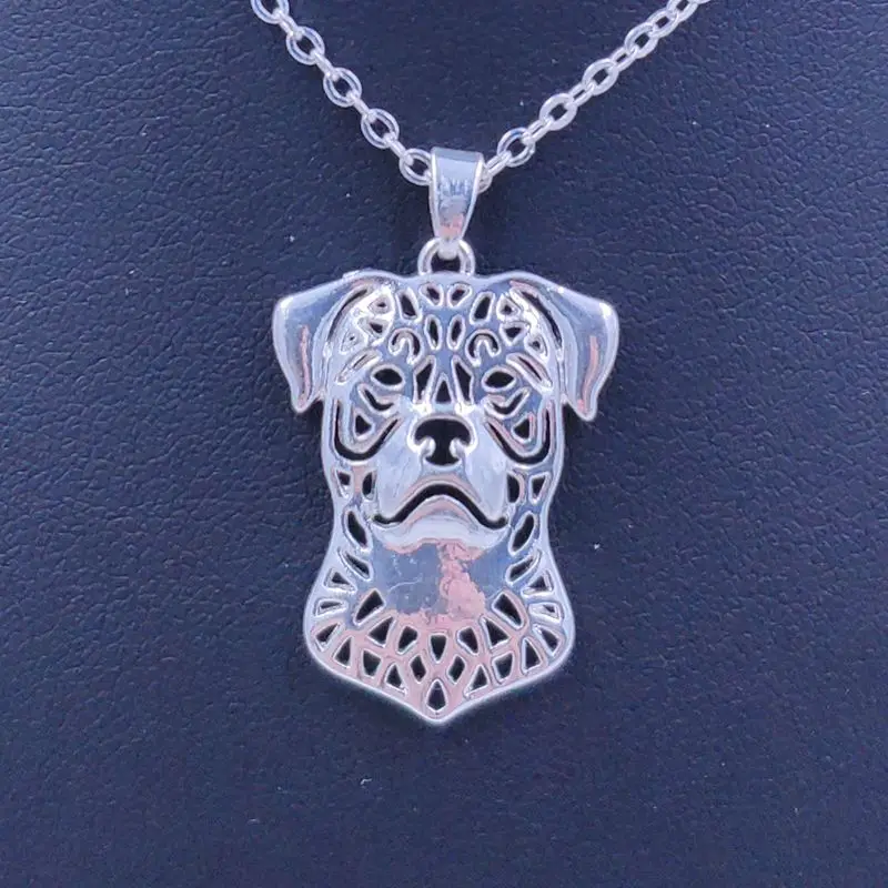 Cute Rottweiler Necklace Dog Animal Pendant Gold Silver Plated Jewelry For Women Male Female Girls Ladies Kids AKC  N039