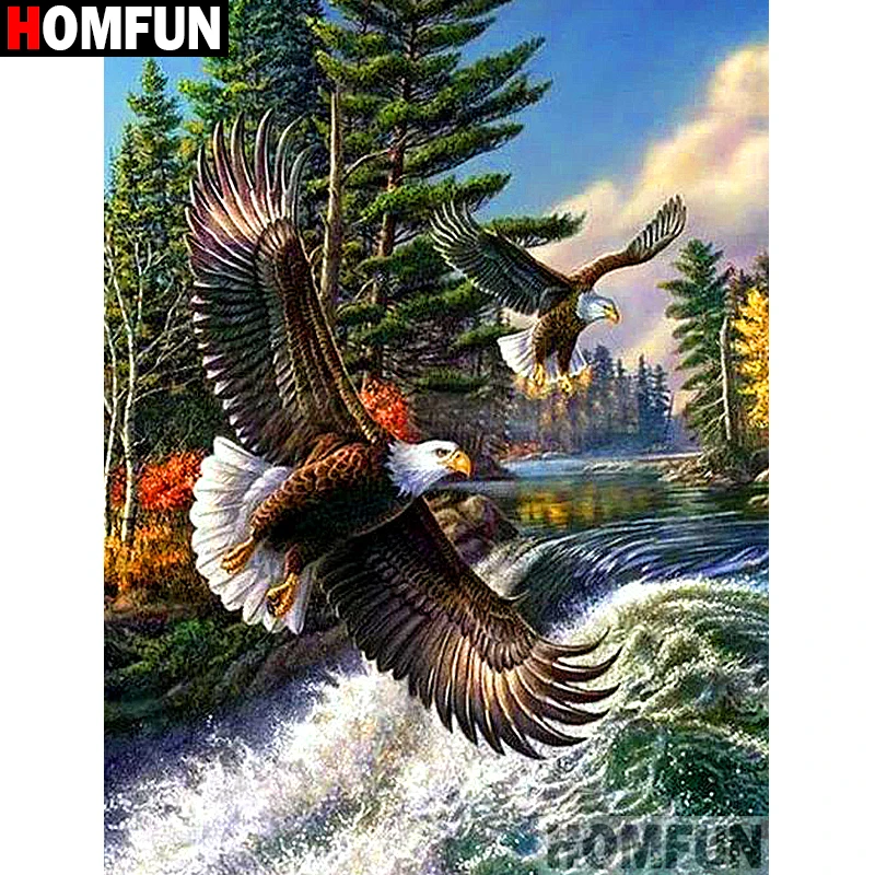 

HOMFUN Full Square/Round Drill 5D DIY Diamond Painting "Animal eagle" Embroidery Cross Stitch 3D Home Decor Gift A13413