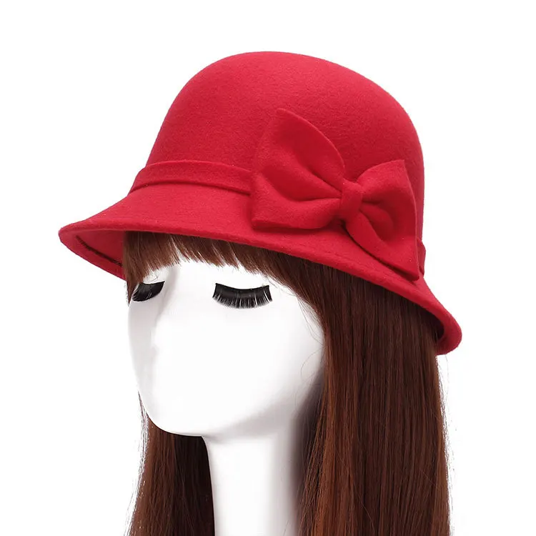 BomHCS Solid Color Spring Autum Winter Warm Hat Fedoras Women Fashion Wool-like Cap F16919MZ2