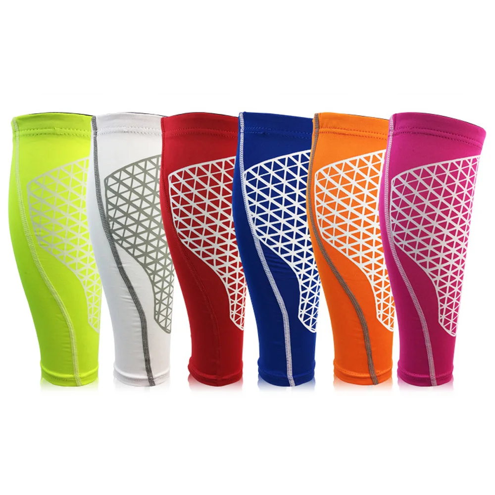 Sports Calf Leg Sleeve Grid Pattern Outdoor Football Basketball Protective Gear SPSLF0044