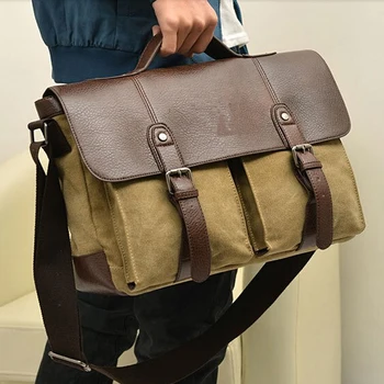 Yeni İngiliz evrak çantası Retro erkekler postacı çantası erkekler seyahat çantaları tuval deri çanta erkekler evrak çantası Bolsos omuz çantaları