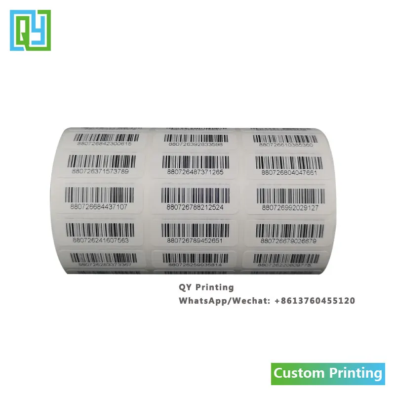 1000Pcs 30X10Mm Gratis Verzending Aangepaste Serienummer Barcode Labels Wit Papier Variabele Data Stickers Voor Inventaris tracking