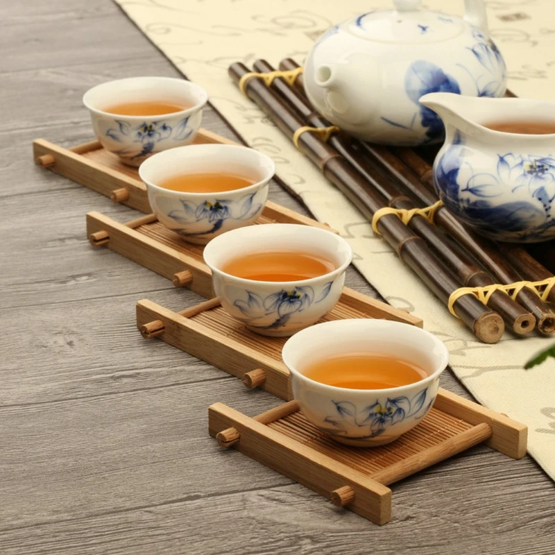 1 pcs Solid Wood Tea Tray Drainage Cup Teapot Mat Gongfu Tea Table Serving Fresh style Plate