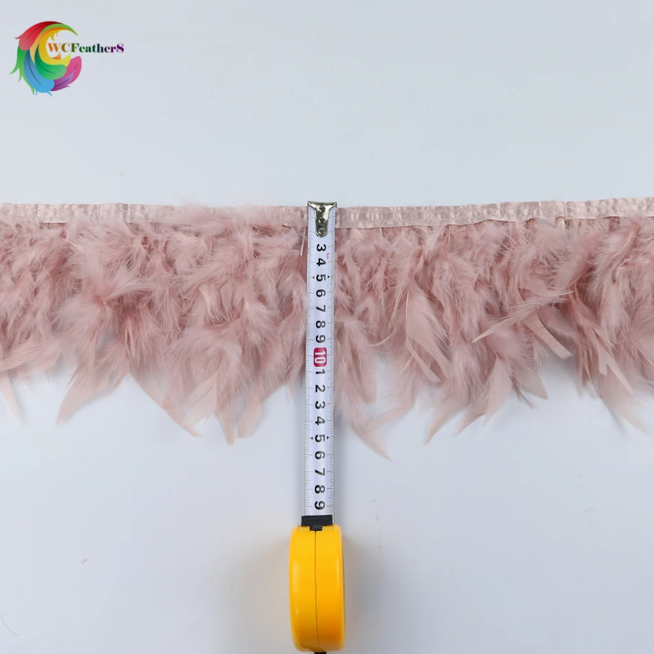 Wholesale 2yards Turkey Feather Trim Fringe 4-6inch Leather Pink Chandelle Marabou Feathers For Skirt Dress Decoration Crafts