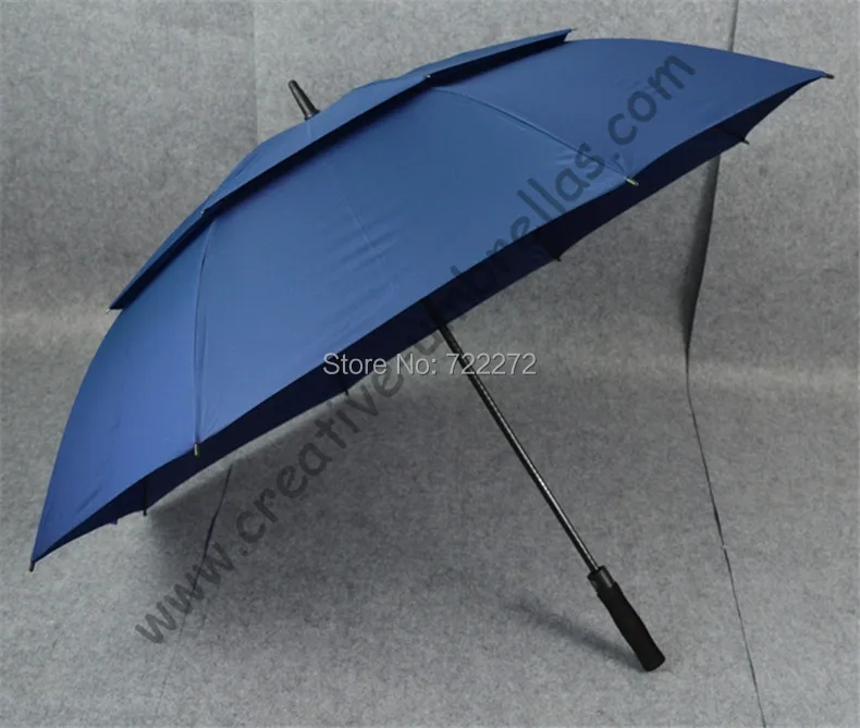 3pcs/lot straight golf umbrellas.real double layers ventilation fiberglass frame,auto open 210T Pongee,anti-thunder,,anti rust