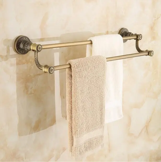 Antique 50cm Double Towel Bars towel Holder, Towel rack Solid Brass retro vintage double towel holder Bathroom Accessories