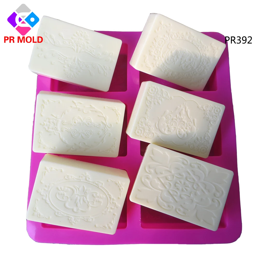 PR392 PRZY DIY 6 forme rettangolo stampo per sapone stampo per sapone in Silicone per fare sapone fiori artigianali fatti a mano bagno cucina stampo