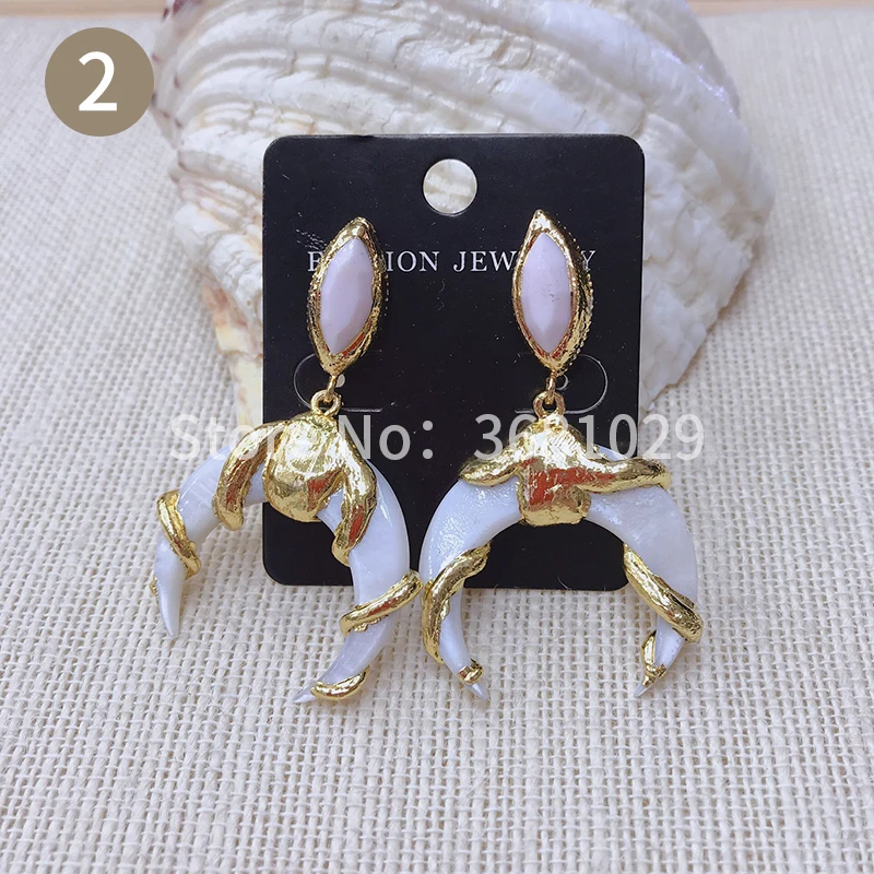 2018 new European and American style simple joker spring and summer fashion shell crescent earrings jewelry female