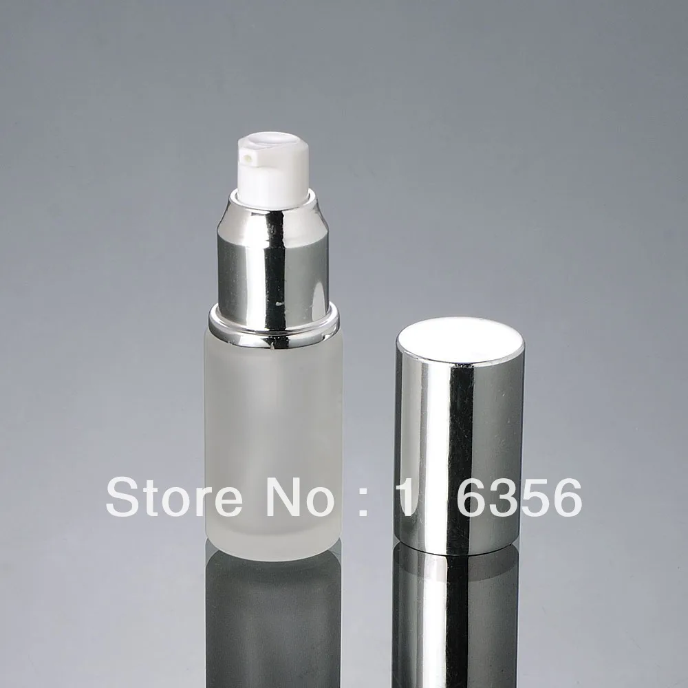 

20ML frosted glass lotion bottle with shiny silver press pump and shiny silver cap