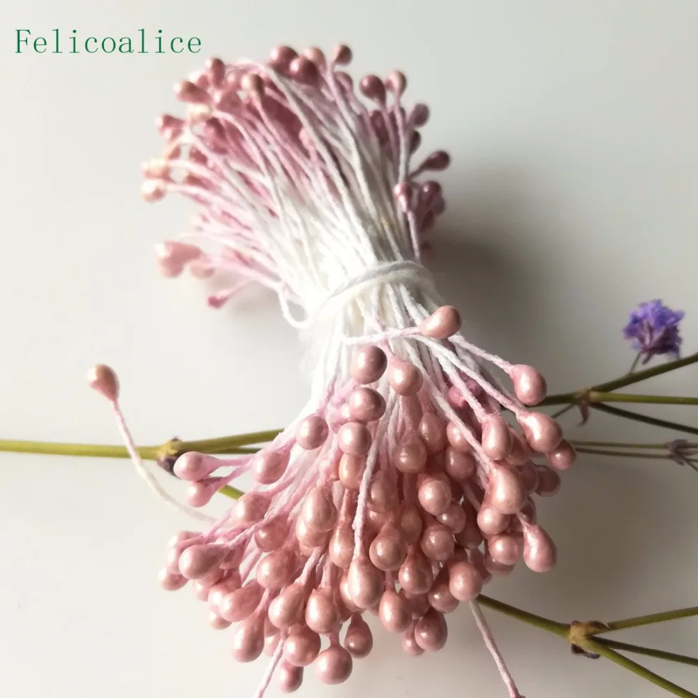 3mm 500 stücke Perle Blume Staubblatt Stempel Kuchen Dekoration Für DIY Doppel Köpfe Floral Staubblatt Für DIY Hochzeit dekoration – Detail 25