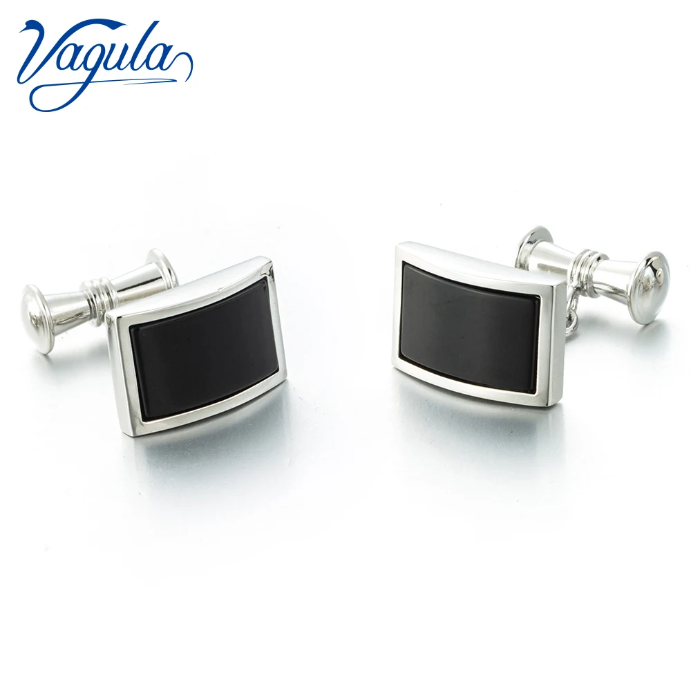 

VAGULA Cufflinks Top Luxury Brand Wedding Gift Shirt Gemelos Button Chain Black Stone Cuff links Men Jewelry Drop ship 96