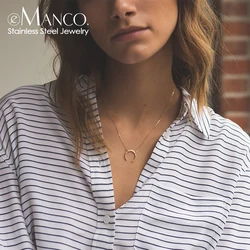 e-Manco Punk Stainless Steel Necklace Women Horn Pendant Choker Neklace for Women Statement Necklace Minimalist Jewelry