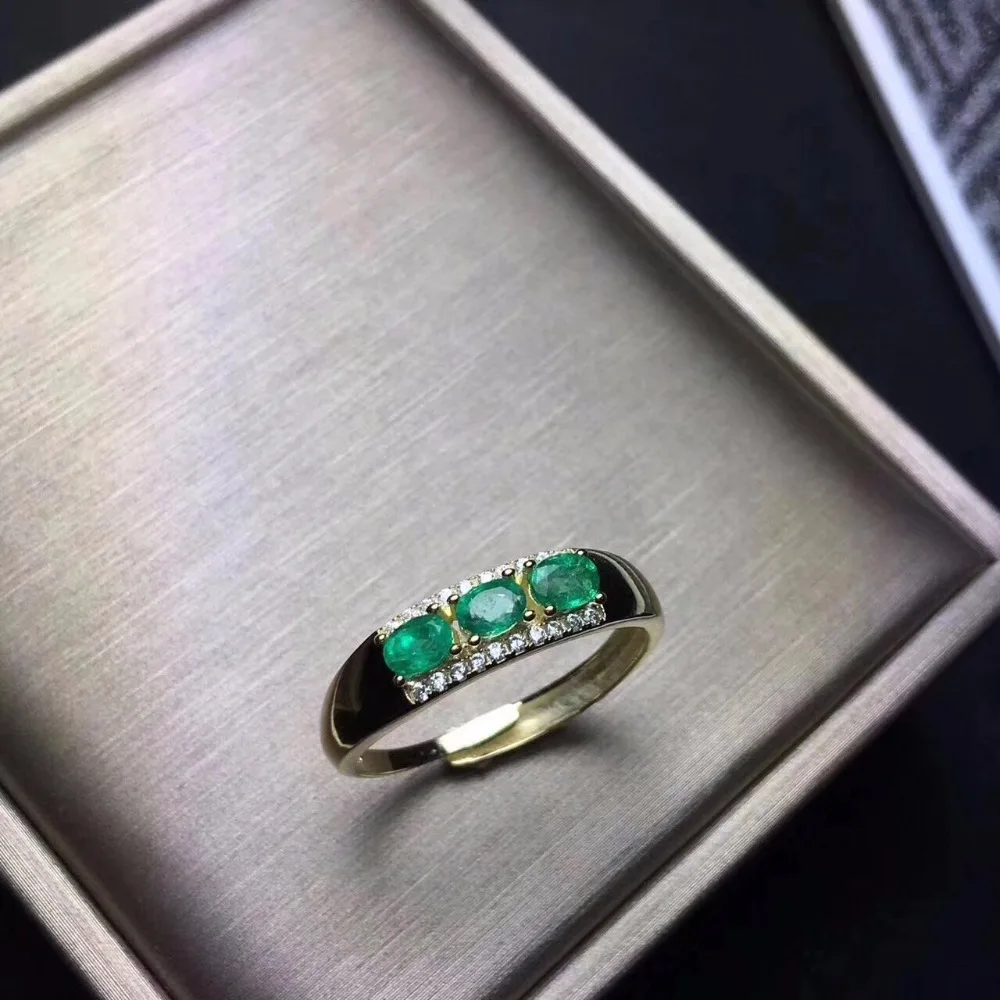 Natural Emerald Ring Genuine Gemstone for Women Birthday Fine Jewelry