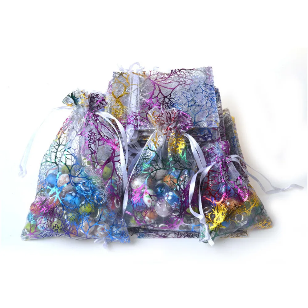 Imagem -06 - Coralline Organza Jóias Bolsas de Festa de Natal do Favor do Casamento Gift Bolsa 1000 Peças Lote 7x 9x1 10x15cm Atacado Cores