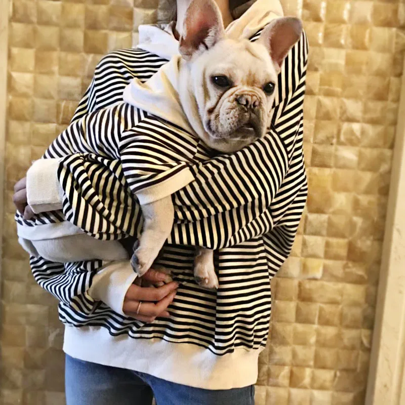 Parent-child Cotton Stripes French bulldog Dog Hoodie Pet Clothes Small Dog Pet Clothing Chihuahua Costume Pug Clothing Yorkshir