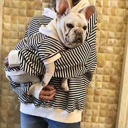 Parent-child Cotton Stripes French bulldog Dog Hoodie Pet Clothes Small Dog Pet Clothing Chihuahua Costume Pug Clothing Yorkshir