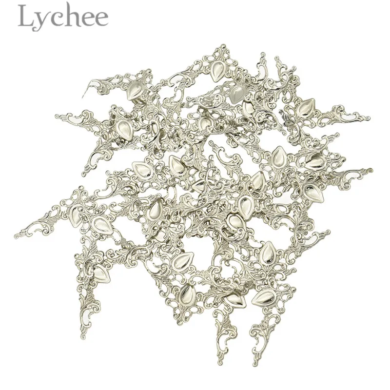 Lychee Life 30pcs Metal Hollow Flowers Slice Album Corner Protector Cover DIY Scrapbooking Embellishments Supplies