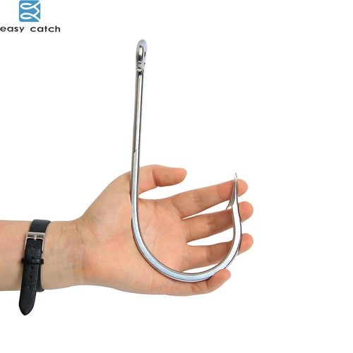 Anzuelo de pesca de acero inoxidable de tamaño 18/0, tiburón de agua salada, anzuelos de atún grandes y fuertes