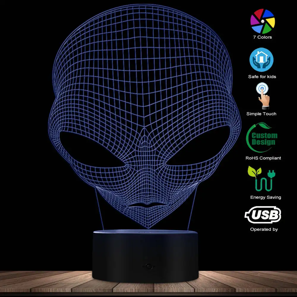 3D Pop-eyed Alien Collection Instinct LED Optical Illusion Novelty Night Light Color Changing LED Light Cartoon Night Lights