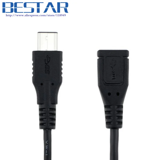 Black 15cm USB 3.1 type-c USB3.1 USB-C male to USB 2.0 Micro 5pin 5p Female charge charging data Cable adapter for Mobile device