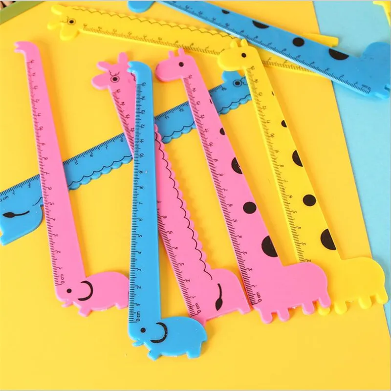 3Pcs/Lots 15Cm Cartoon Giraffe Elephant Ruler Student Study Supplies Stationery For Children Plastic Ruler