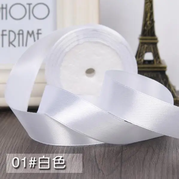 (25 yards/roll) 1'' 25mm Beige whtie  Silk Satin Ribbon Wedding Party Decoration Gift Wrapping Christmas Sewing Fabric Hand DIY