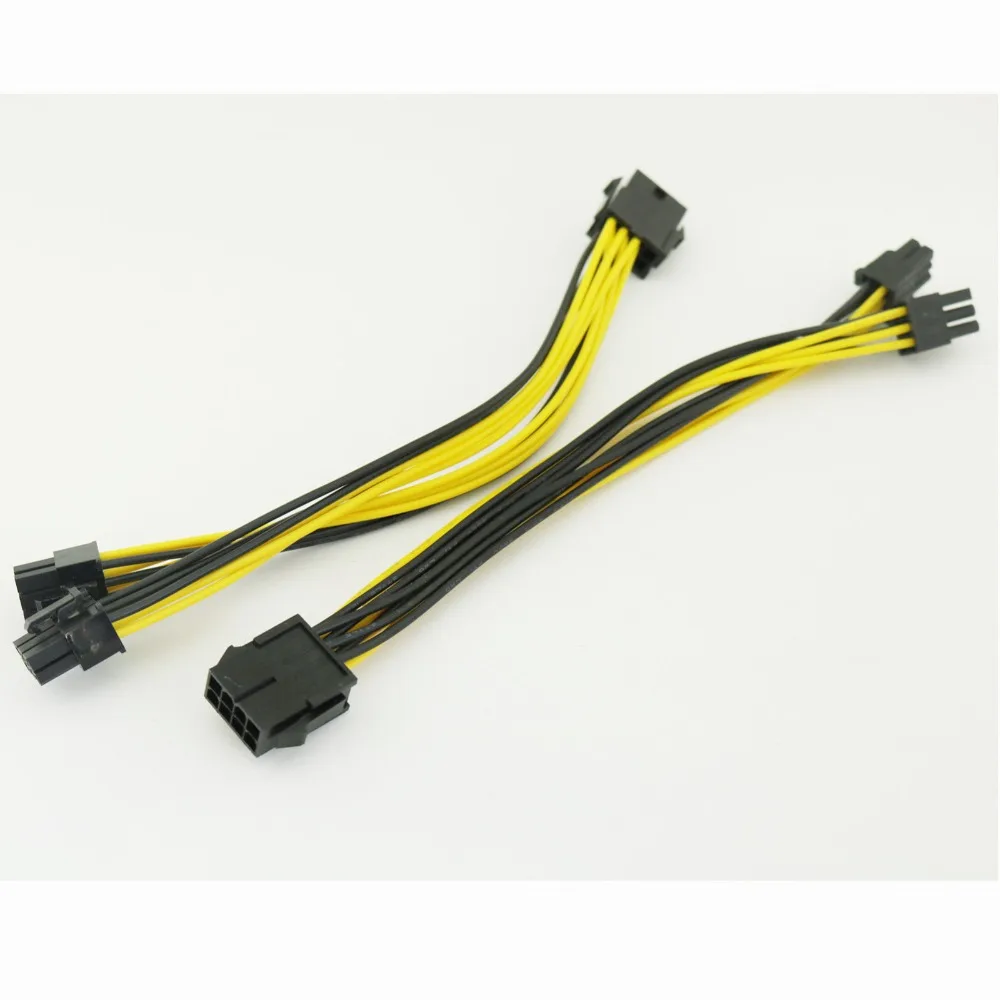 

10pcs PCI-E 6+2 Pin 8 Pin to Dual PCI-E 6 Pin Power Connector Adapter Y Splitter Cable PCI Express Cable 22cm