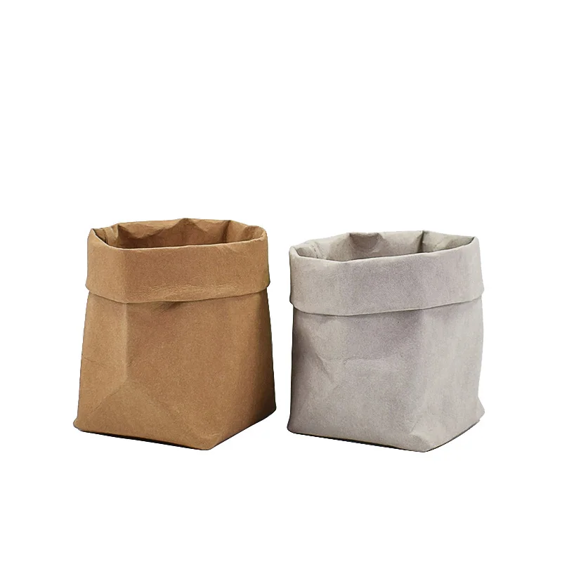 Recycle Paper Bag zmywalny kosz na bieliznę sadzarki okrągły brązowy kosz na zioła kosz na śmieci minimalistyczny salon rustykalna kuchnia pralnia