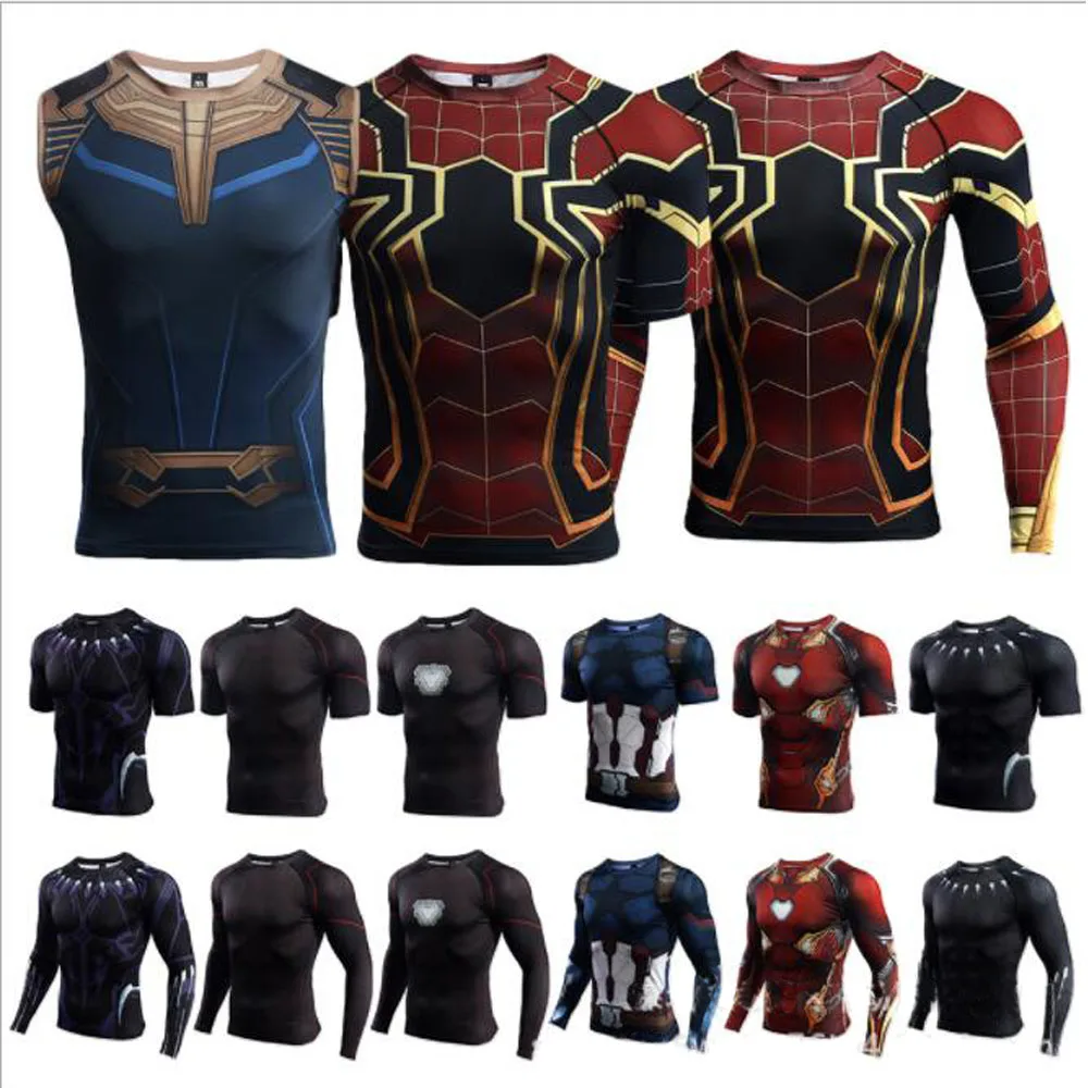 Black Panther Cosplay Compression T Shirt Tee 3D Printed Thanos Cosplay T-shirts Men Fitness Male Gym Tops T-shirts