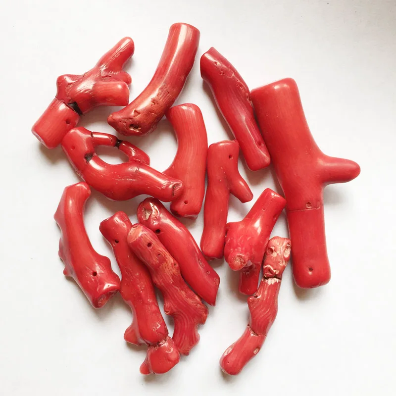 20 قطعة 20-40 مللي متر الأحمر الأزرق المرجانية فرع حر فضفاض الخرز الخيزران المرجانية عصا نقاط ستون سبايك المعلقات القبلية صنع قلادة #3