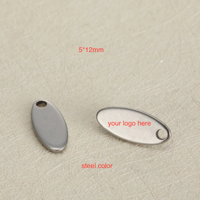 50pcs 5*20mm small Custom Tag Oval Shape Stainless Steel Charm-Customized Charm Engrave Laser your own logo