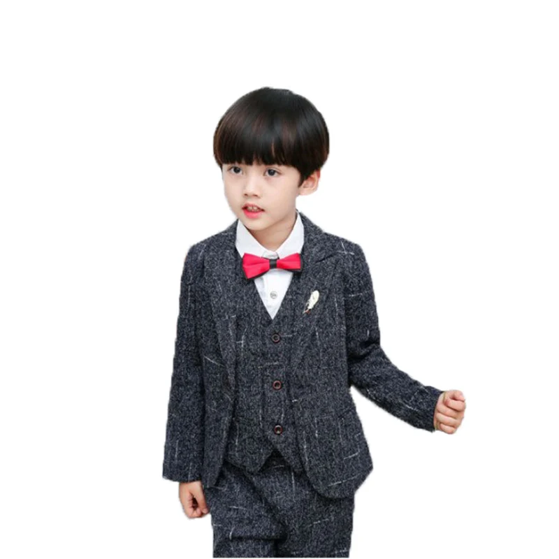 Flower Boys Formal Wedding Suits Children Jacket Vest pants Tie 4PCS Party Clothing Sets Kids Performances Dance Dresses Costume