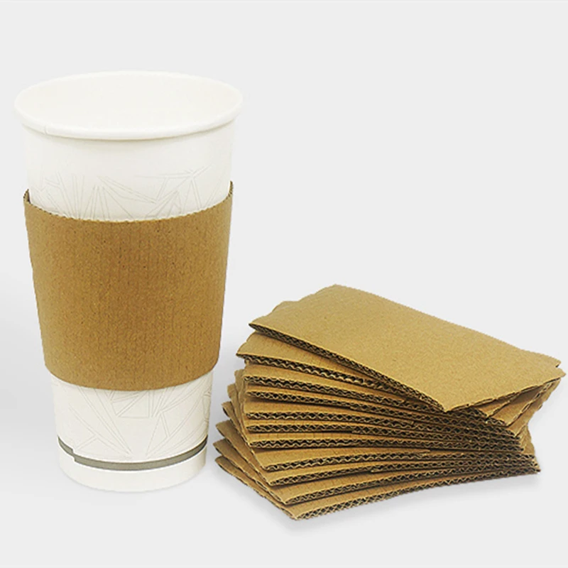 Disposable Corrugated Paper Cup Holder, Heat Insulation Cup Sleeves, Thicken Illusion Cover, Take-out Paper, 12 oz, 16oz