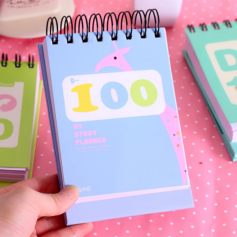 

Creative South Korea 100 days planer notepad cute cartoon animal coil diary thick notebook Student Stationery Gift School Office