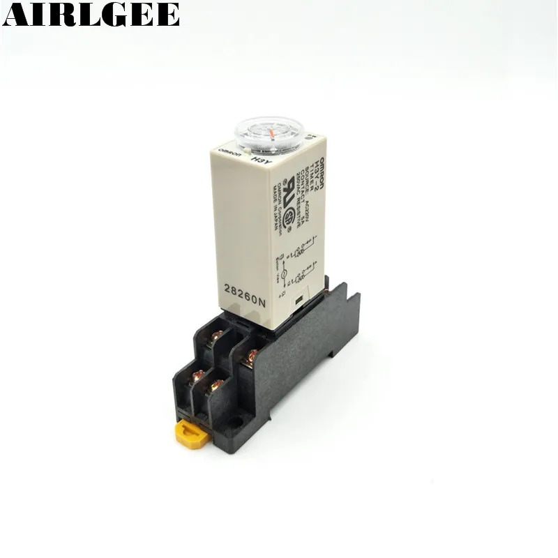 AC 220V 0-60 Minute 60m Timer Power On Delay Time Relay 8 Pin H3Y-2 w Socket