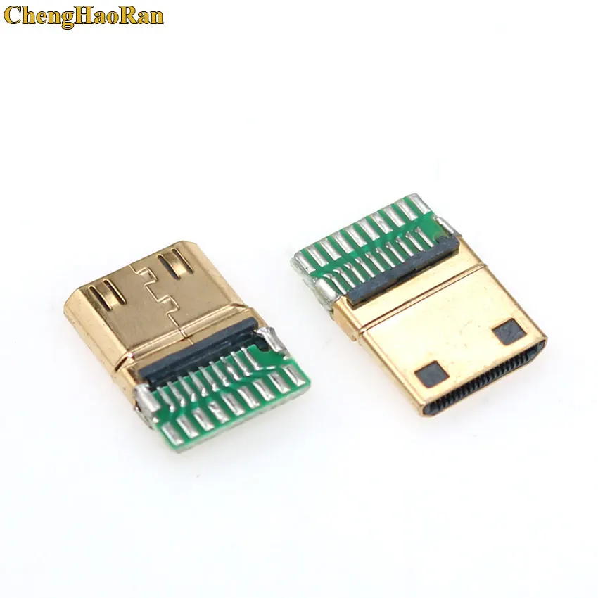 ChengHaoRan 1pcs micro mini HDMI male Jack 19pin Connector with PCB board ,male jack socket connector