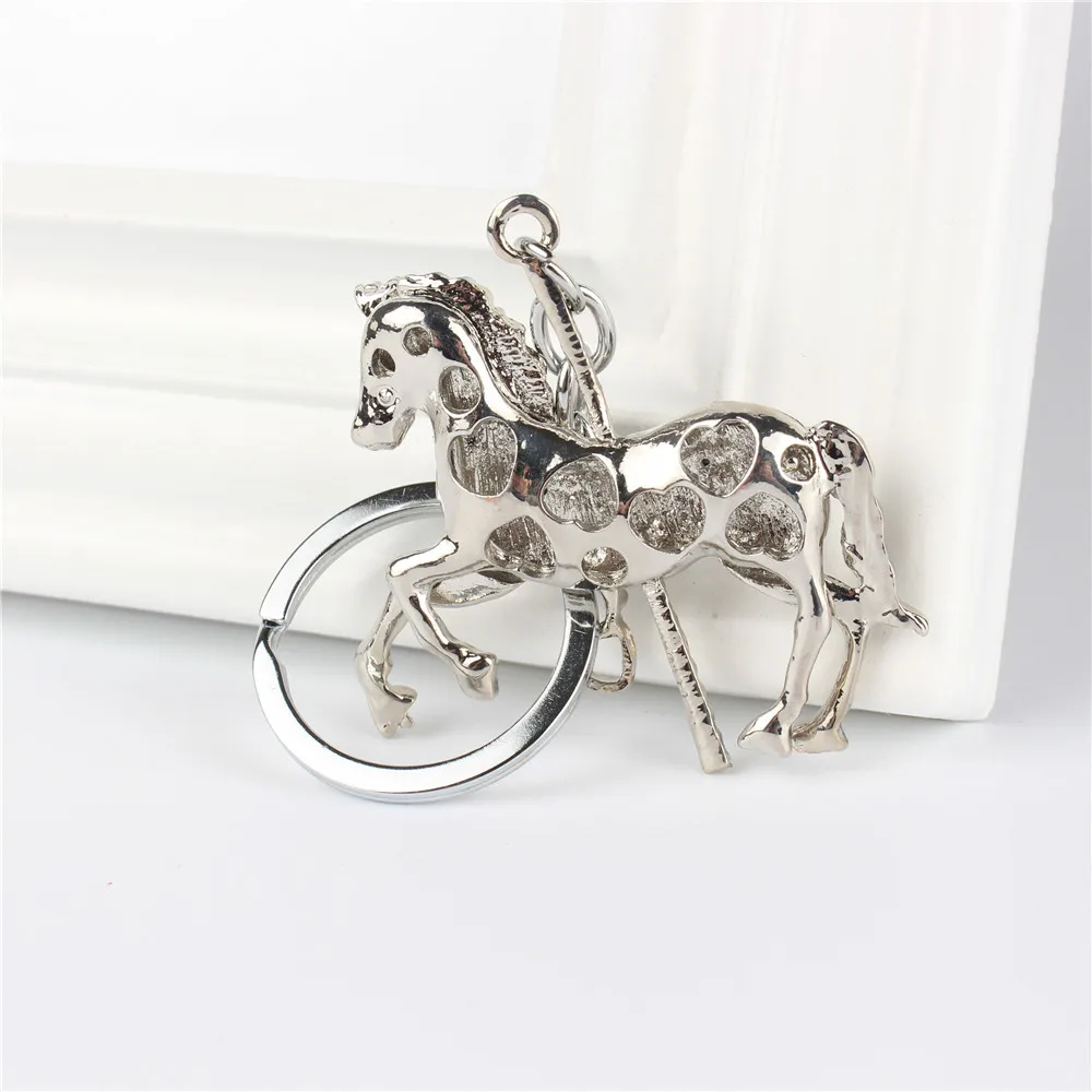 Horse Trojan Pendant Charm Rhinestone Crystal Purse Bag Keyring Key Chain Accessories Wedding Party Lover Friend Gift