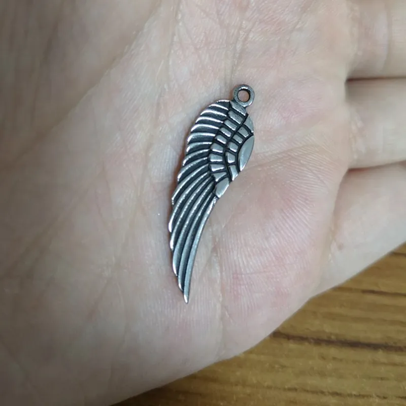 Wholesale 50Pcs/100Pcs/200Pcs Stainless Steel Angel Wing Charm Pendant